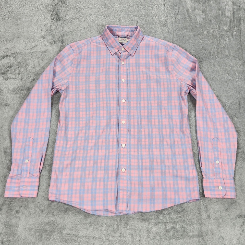 Faherty Brand Shirt Mens Medium Huckberry Pink Check Long Sleeve Button Up